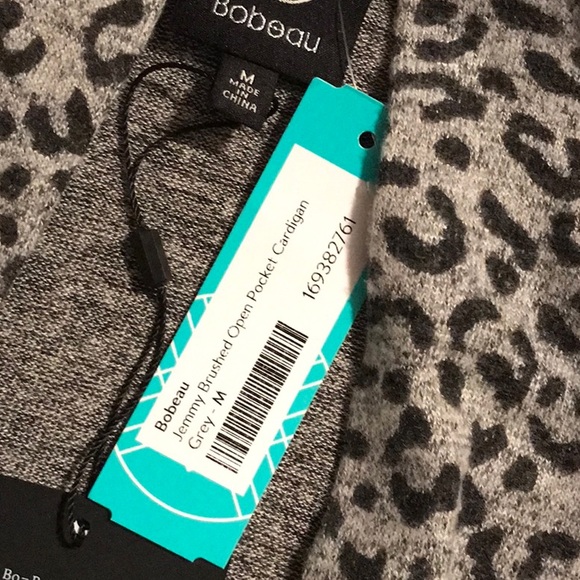 Bobeau brushed open cardigan with animal print - Picture 3 of 3